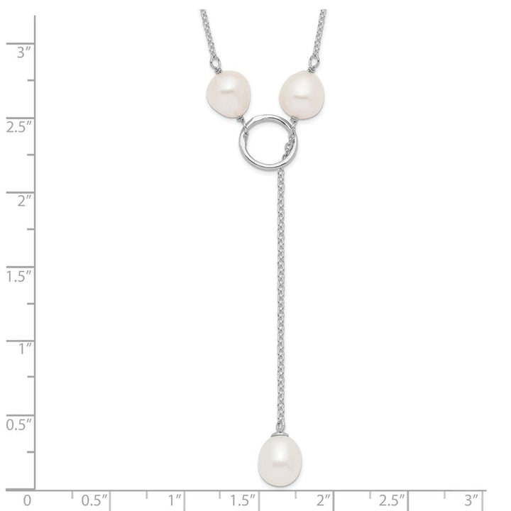 Sterling Silver Teardrop Cultured Pearl Drop Toggle 19 inch Necklace