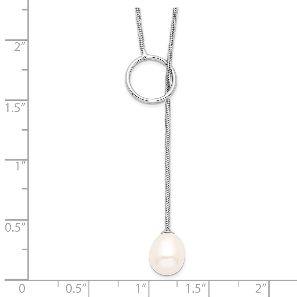 Sterling Silver Teardrop Cultured Pearl Lariat 19.5 inch Necklace