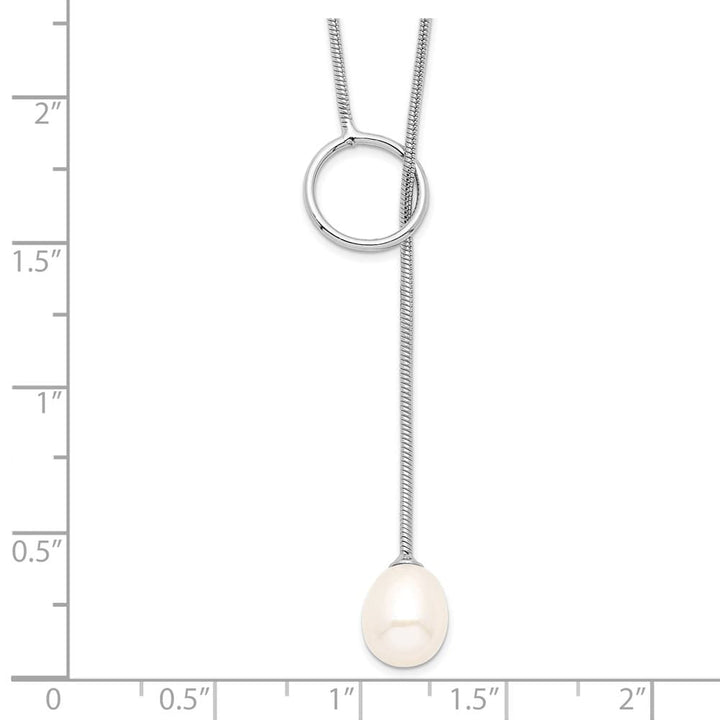Sterling Silver Teardrop Cultured Pearl Lariat 19.5 inch Necklace