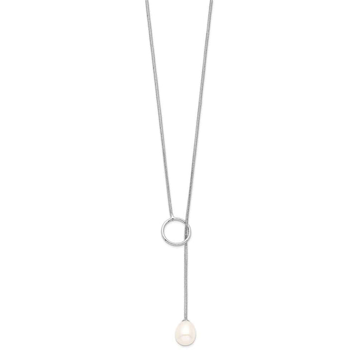Sterling Silver Teardrop Cultured Pearl Lariat 19.5 inch Necklace