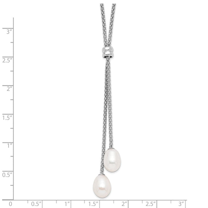 Sterling Silver Teardrop Cultured Pearl with Lariat 16 inch Necklace
