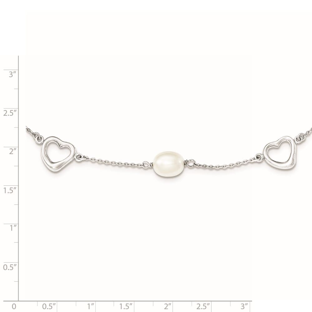 Sterling Silver Teardrop Pearl Hearts with Extension 19 inch Necklace