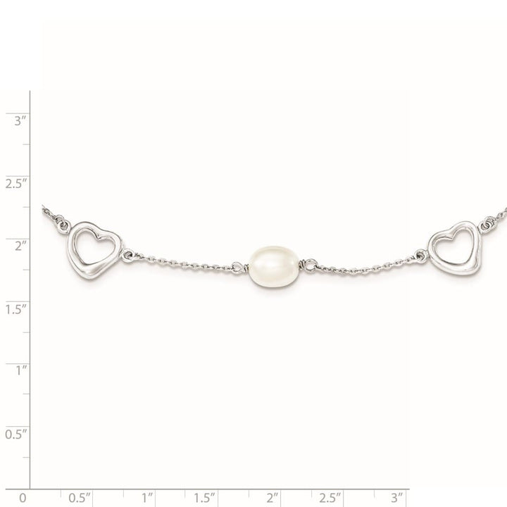 Sterling Silver Teardrop Pearl Hearts with Extension 19 inch Necklace