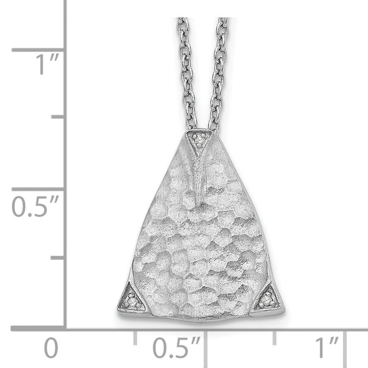 Sterling Silver Textured and Satin Triangle Diamond 20 inch Necklace