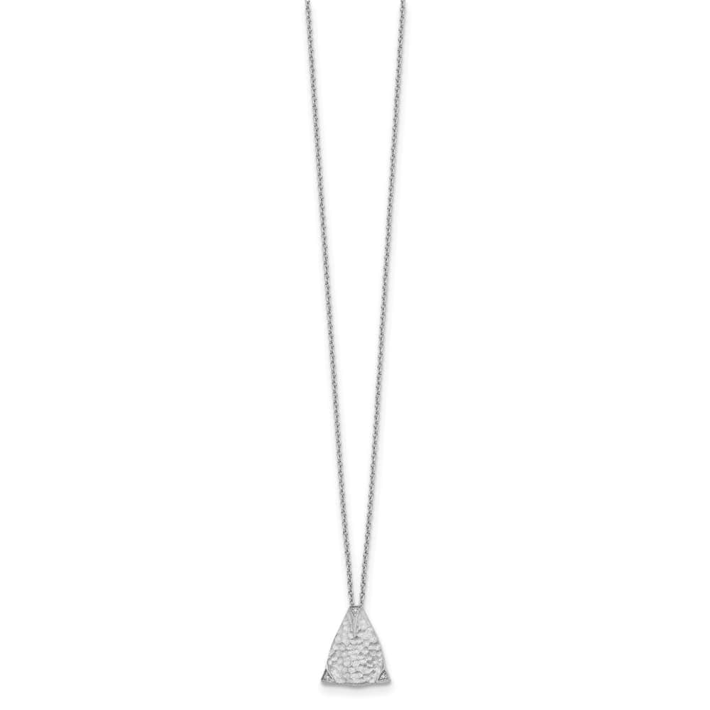 Sterling Silver Textured and Satin Triangle Diamond 20 inch Necklace