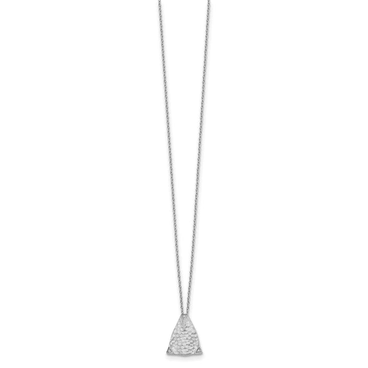 Sterling Silver Textured and Satin Triangle Diamond 20 inch Necklace