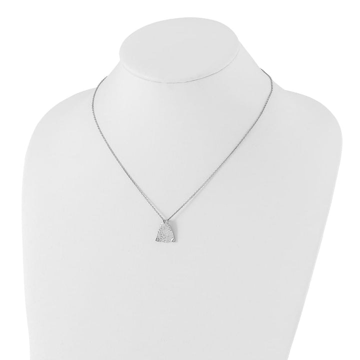 Sterling Silver Textured and Satin Triangle Diamond 20 inch Necklace
