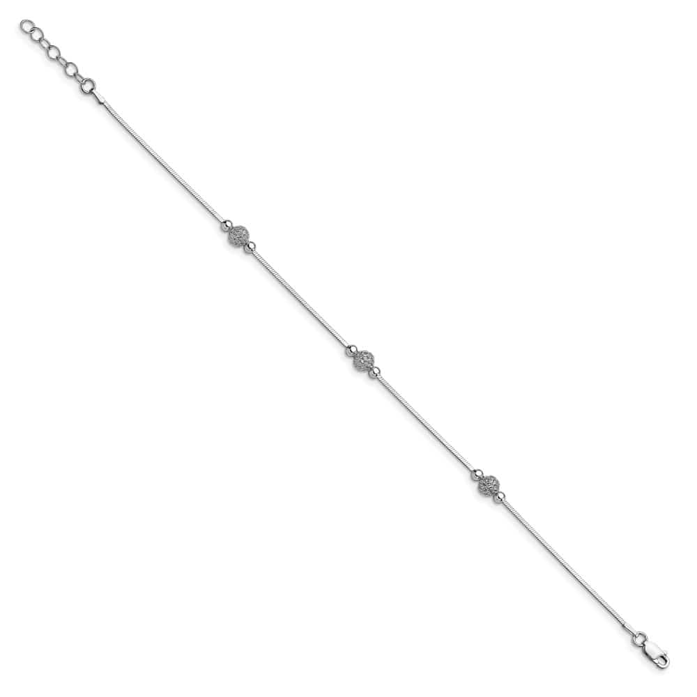 Sterling Silver Textured Bead Anklet