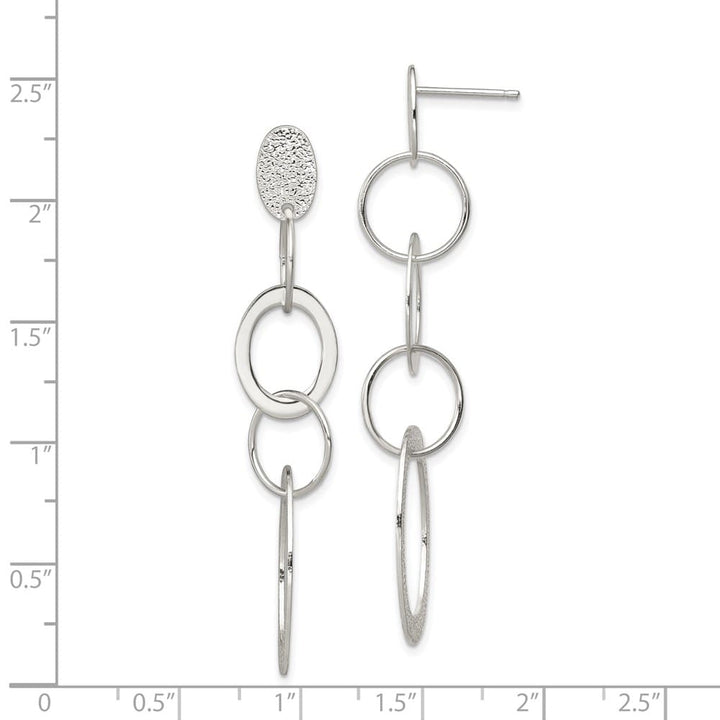 Sterling Silver Textured Circle & Oval Links Post Dangle Earrings, view 4 of 4