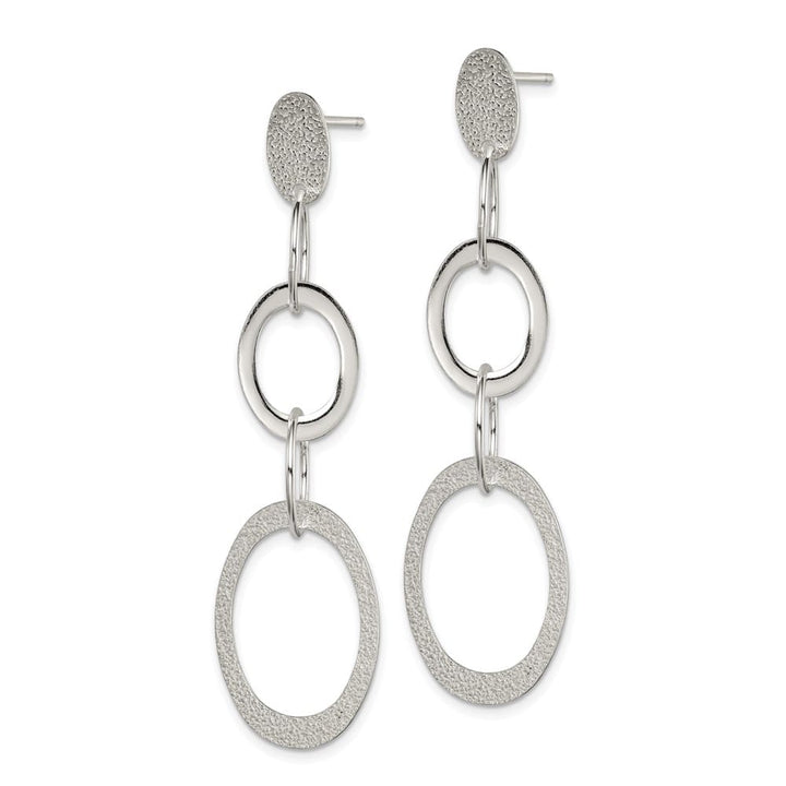 Sterling Silver Textured Circle & Oval Links Post Dangle Earrings, view 2 of 4