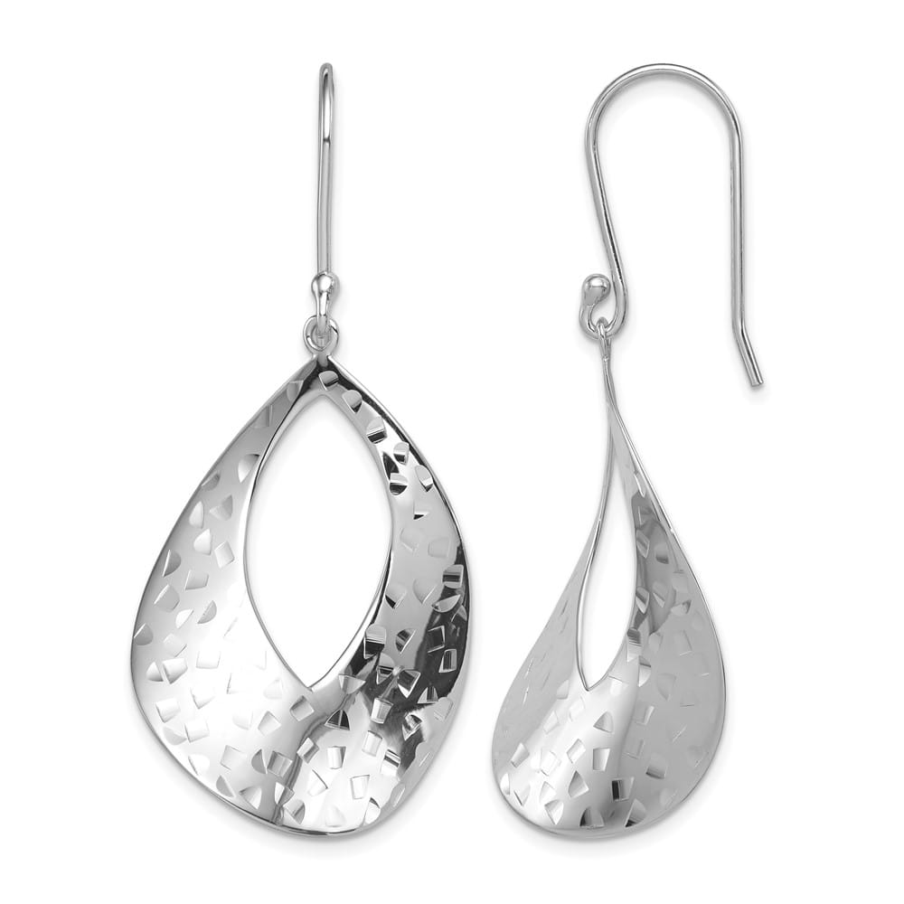 Sterling Silver Textured Curved Teardrop Dangle Earrin Earrings, view 1 of 4