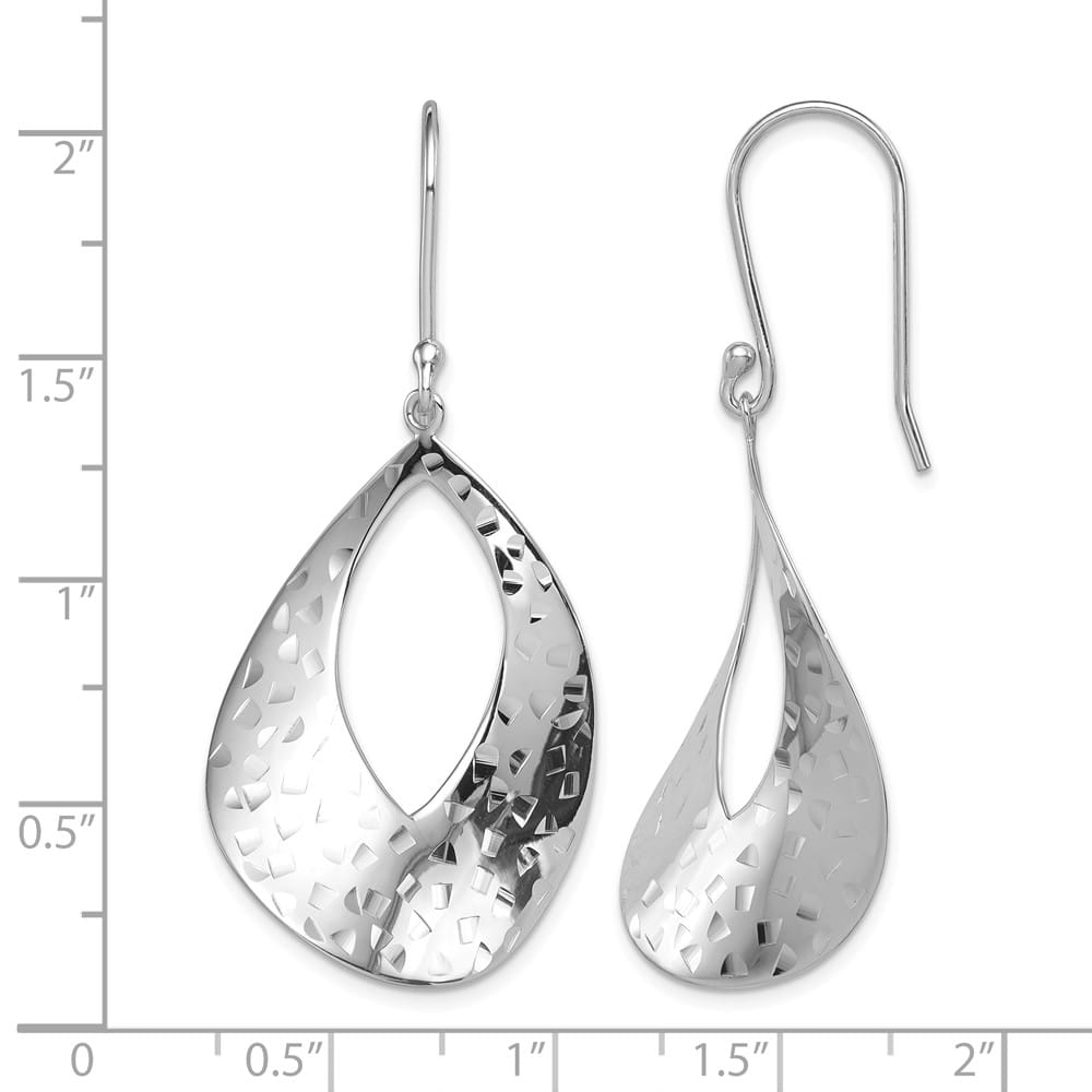 Sterling Silver Textured Curved Teardrop Dangle Earrin Earrings, view 4 of 4