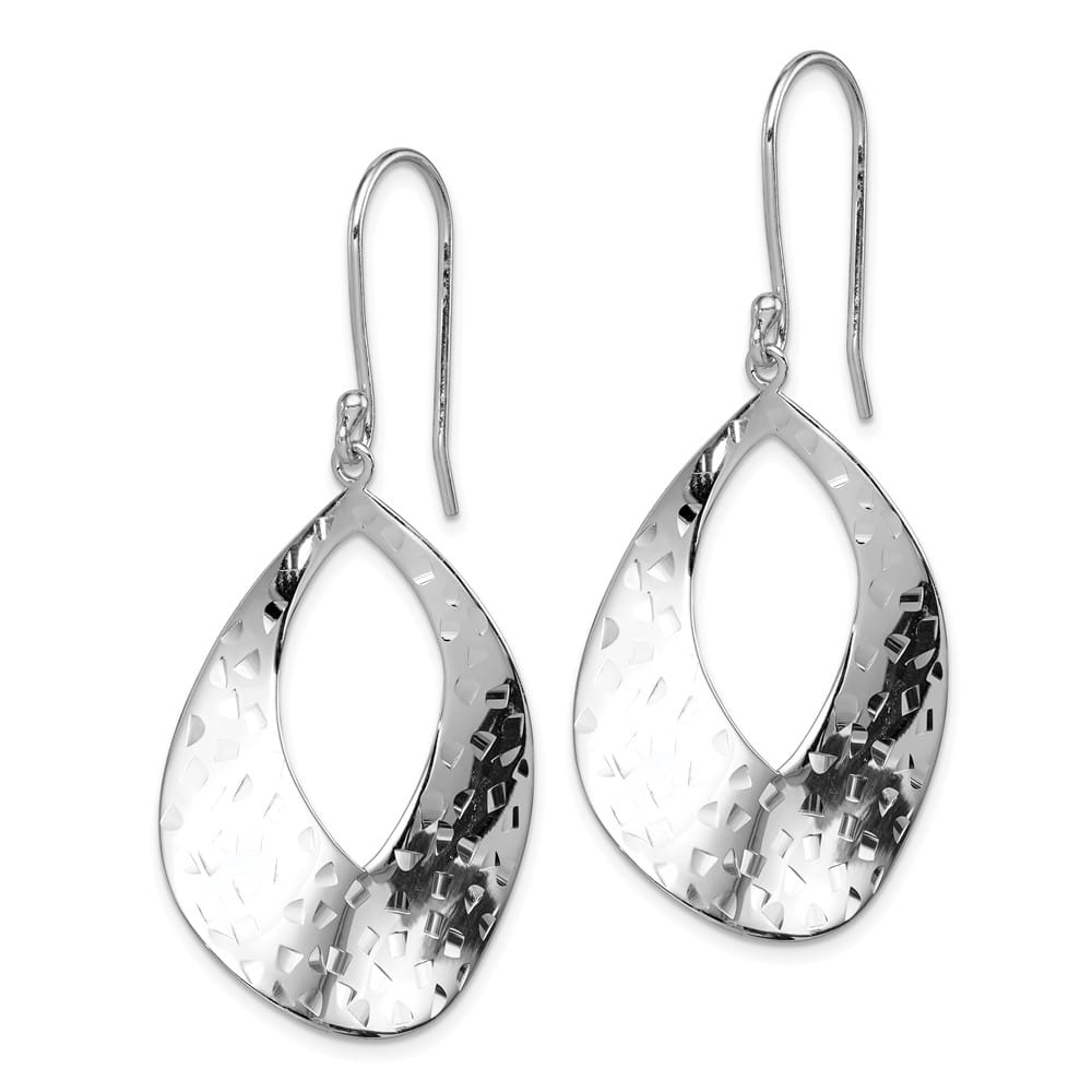 Sterling Silver Textured Curved Teardrop Dangle Earrin Earrings, view 2 of 4