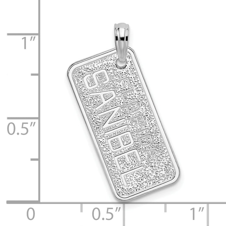 Sterling Silver Textured Florida Sanibel License Plate Pendant
