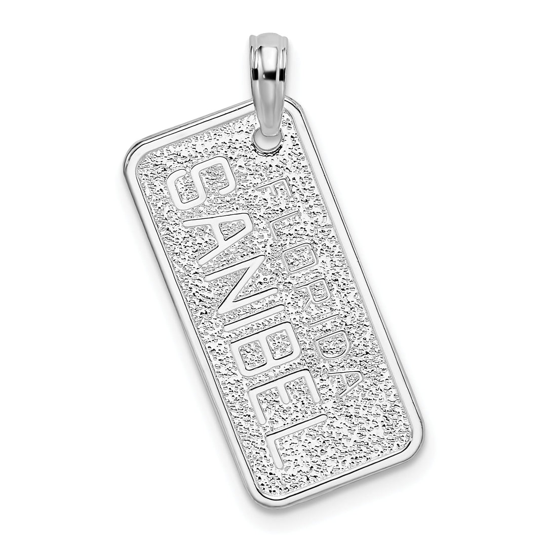 Sterling Silver Textured Florida Sanibel License Plate Pendant