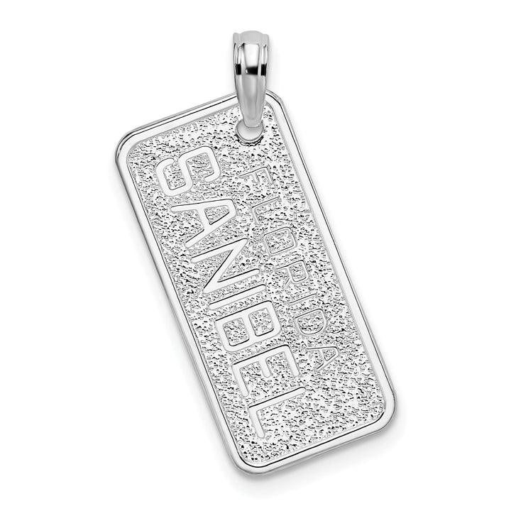 Sterling Silver Textured Florida Sanibel License Plate Pendant