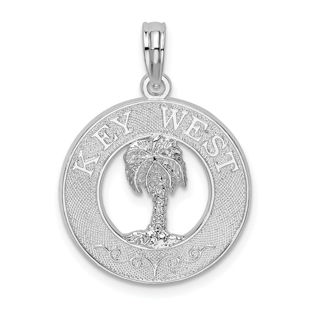 Sterling Silver Textured Key West with Palm Tree Pendant
