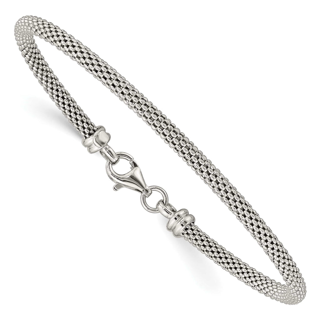 Sterling Silver Textured Mesh 3mm with Clasp Flexible Bangle