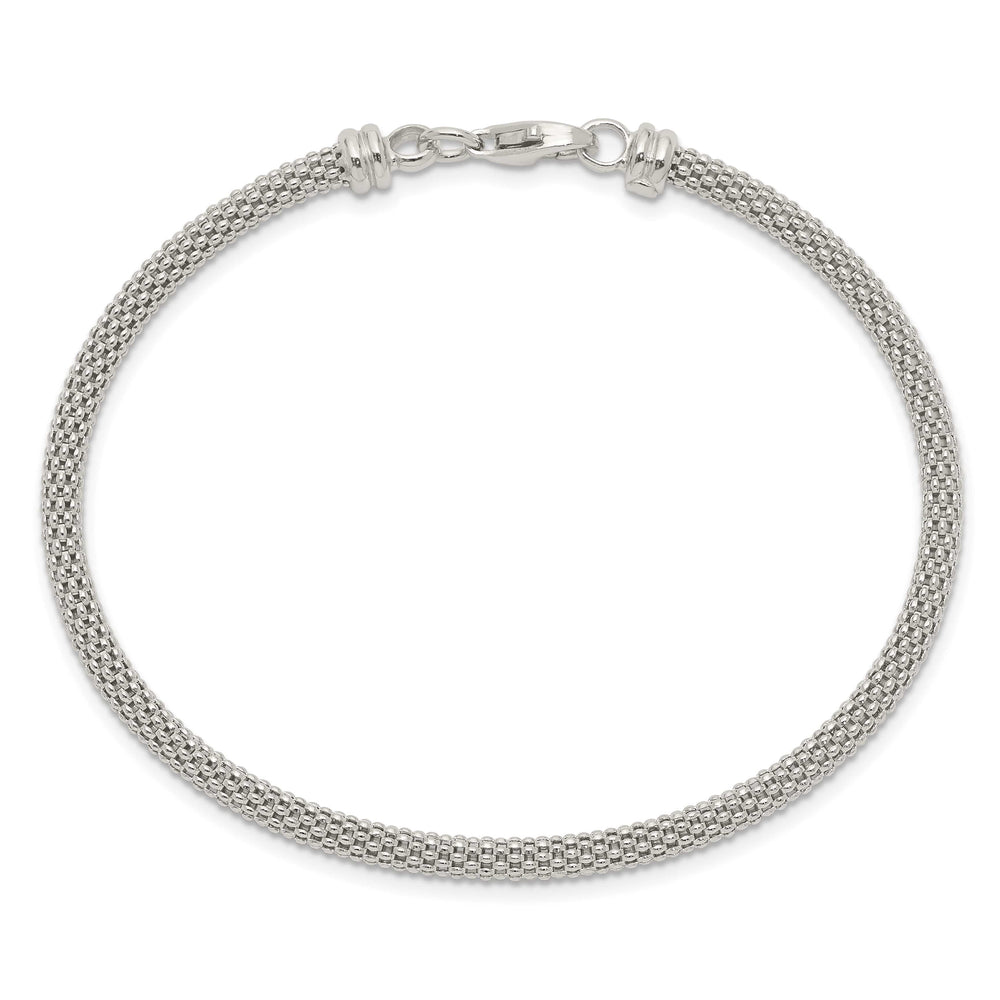 Sterling Silver Textured Mesh 3mm with Clasp Flexible Bangle
