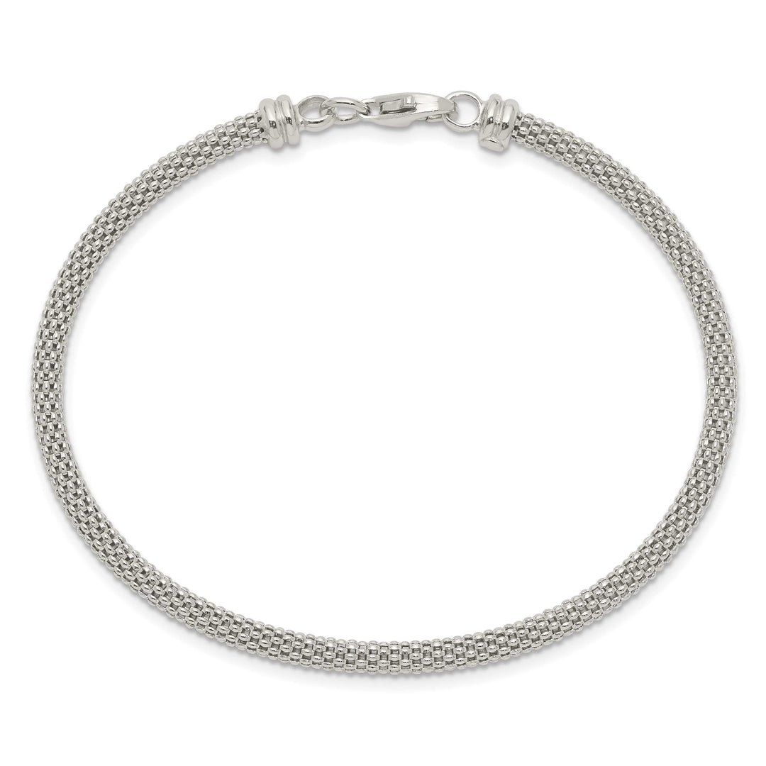 Sterling Silver Textured Mesh 3mm with Clasp Flexible Bangle