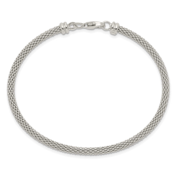 Sterling Silver Textured Mesh 3mm with Clasp Flexible Bangle