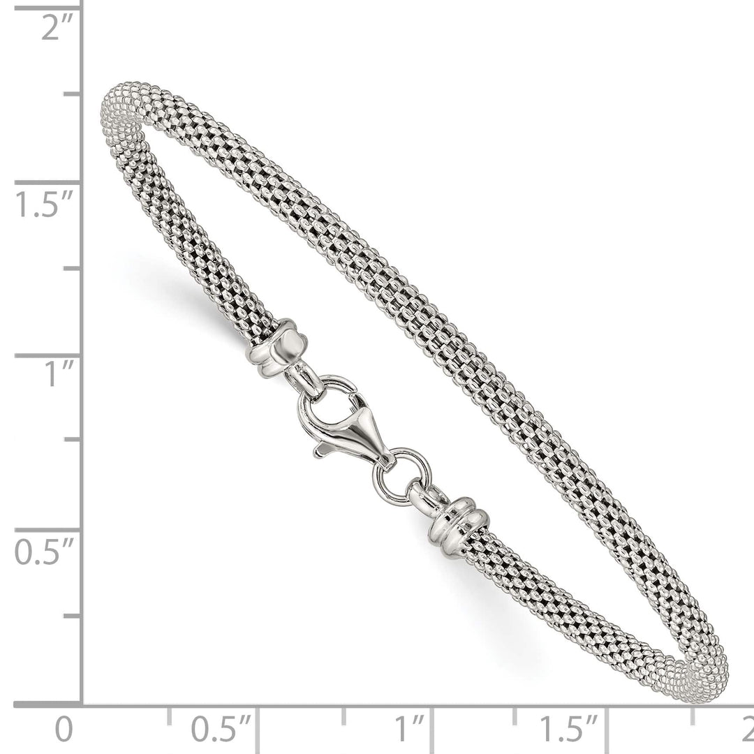 Sterling Silver Textured Mesh 3mm with Clasp Flexible Bangle