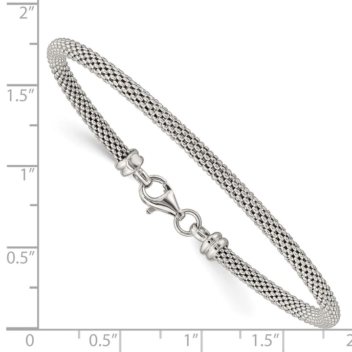 Sterling Silver Textured Mesh 3mm with Clasp Flexible Bangle