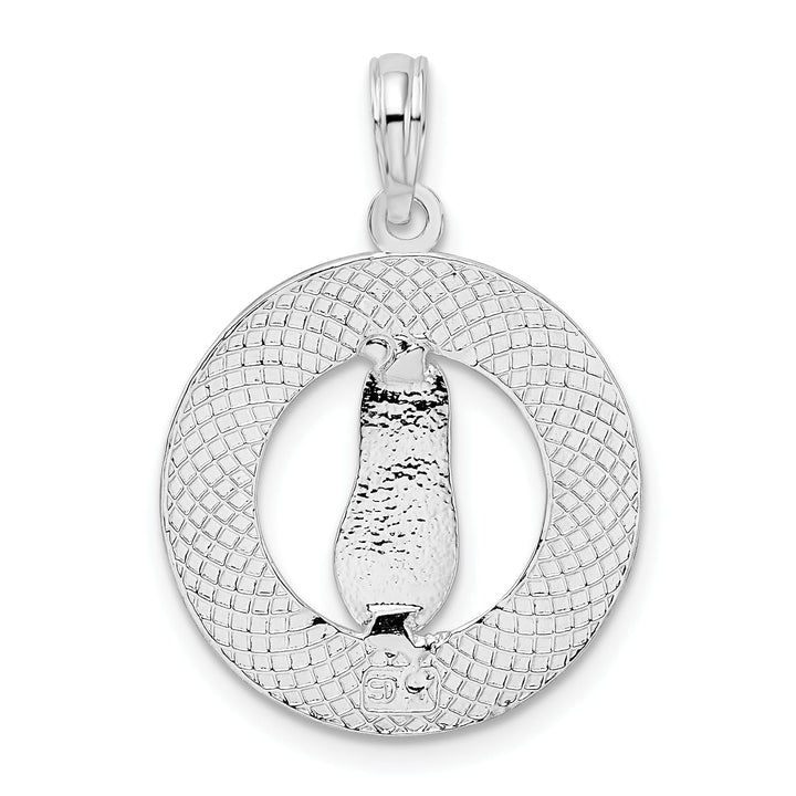 Sterling Silver Textured Siesta Key Florida with Flip-flop Pendant