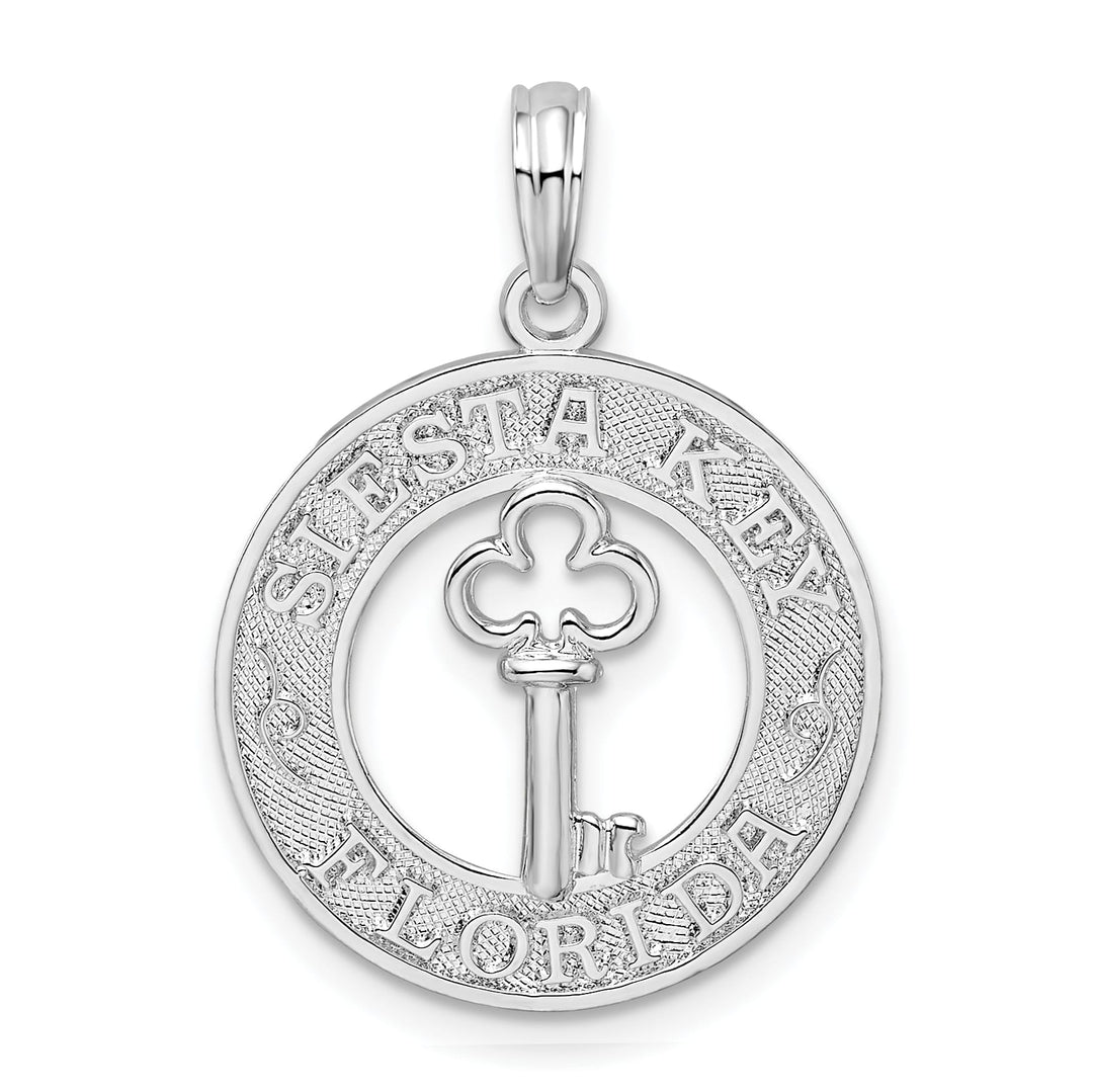Sterling Silver Textured Siesta Key Florida with Key Pendant