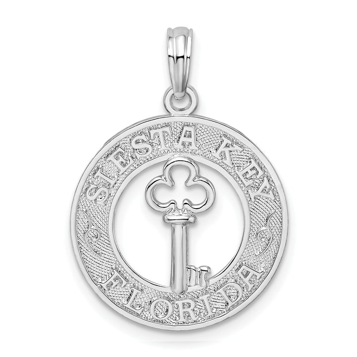 Sterling Silver Textured Siesta Key Florida with Key Pendant