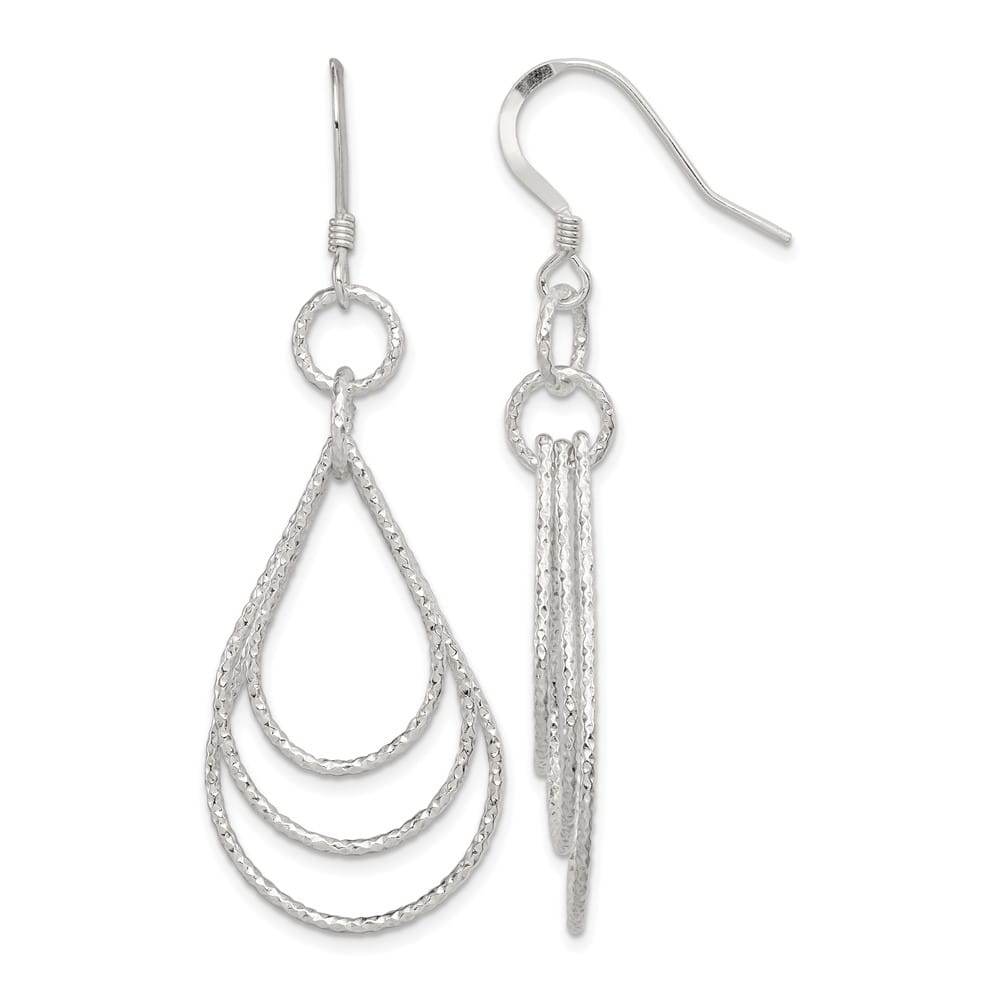 Sterling Silver Textured Teardrops Dangle Earrings, view 1 of 4