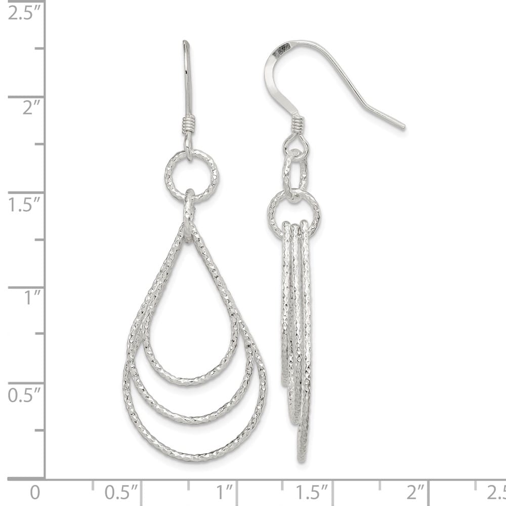 Sterling Silver Textured Teardrops Dangle Earrings, view 4 of 4