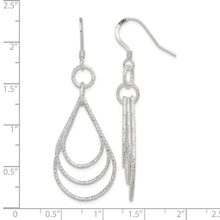 Sterling Silver Textured Teardrops Dangle Earrings, view 4 of 4