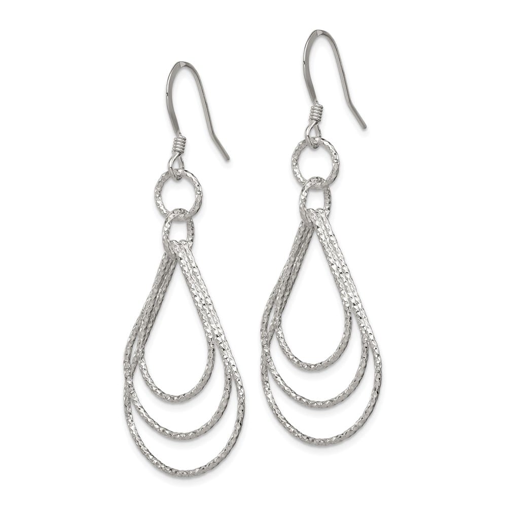 Sterling Silver Textured Teardrops Dangle Earrings, view 2 of 4