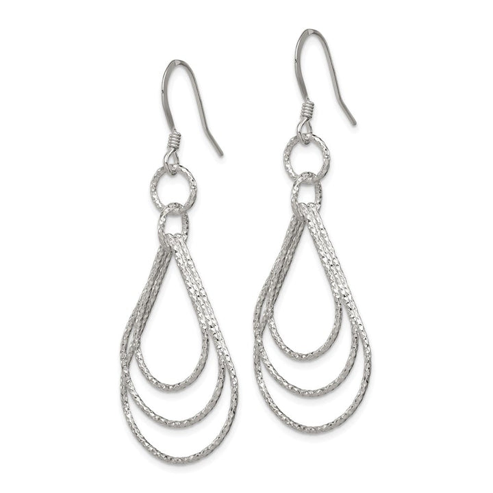 Sterling Silver Textured Teardrops Dangle Earrings, view 2 of 4