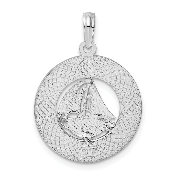 Sterling Silver Textured Turks and Caicos with Sailboat Pendant