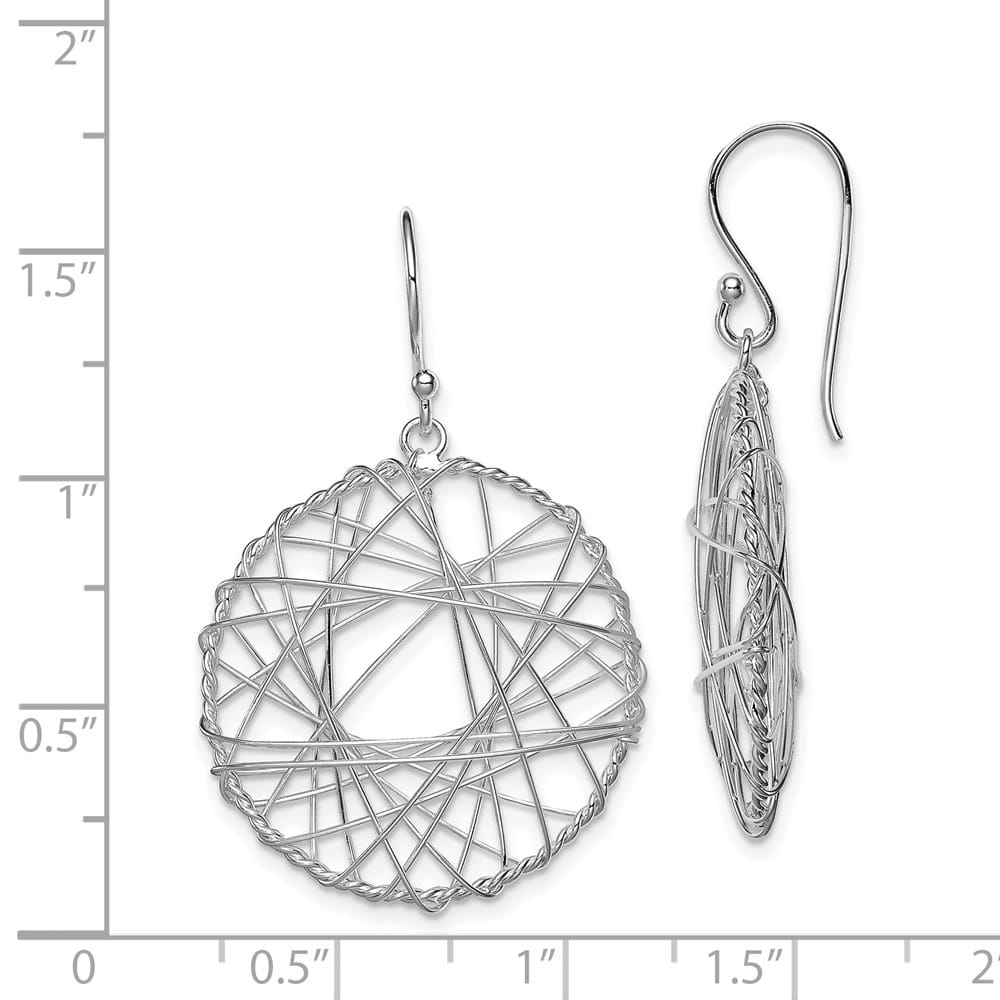 Sterling Silver Textured Wrapped Wire Circle Dangle Earrings, view 4 of 4