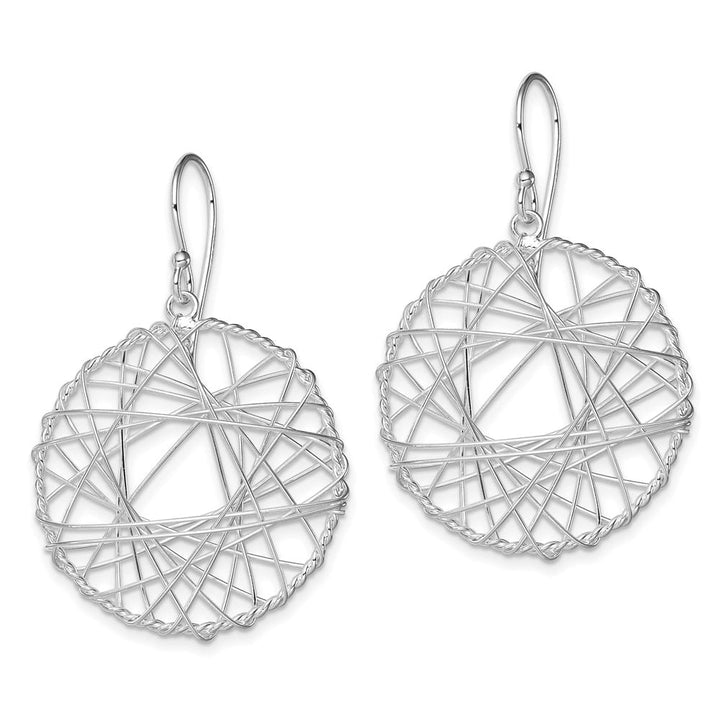 Sterling Silver Textured Wrapped Wire Circle Dangle Earrings, view 2 of 4