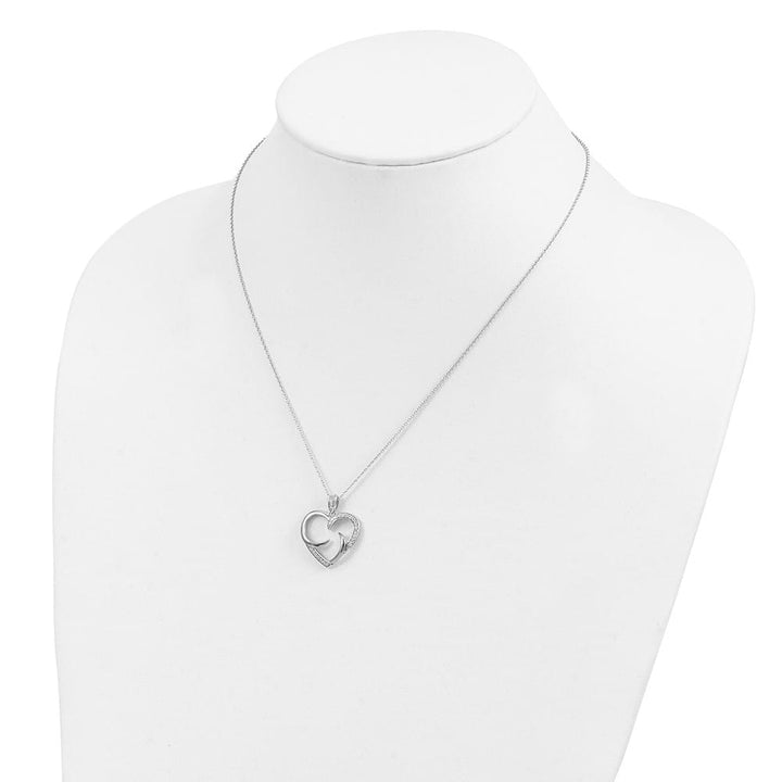 Sterling Silver The Arms of Love Heart 18 inch Necklace