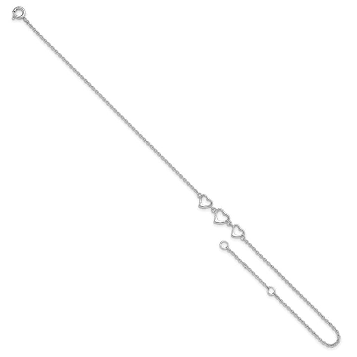 Sterling Silver Three Hearts Anklet