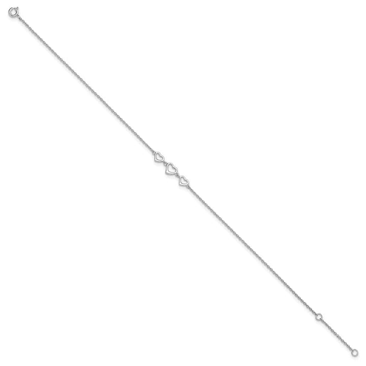 Sterling Silver Three Hearts Anklet