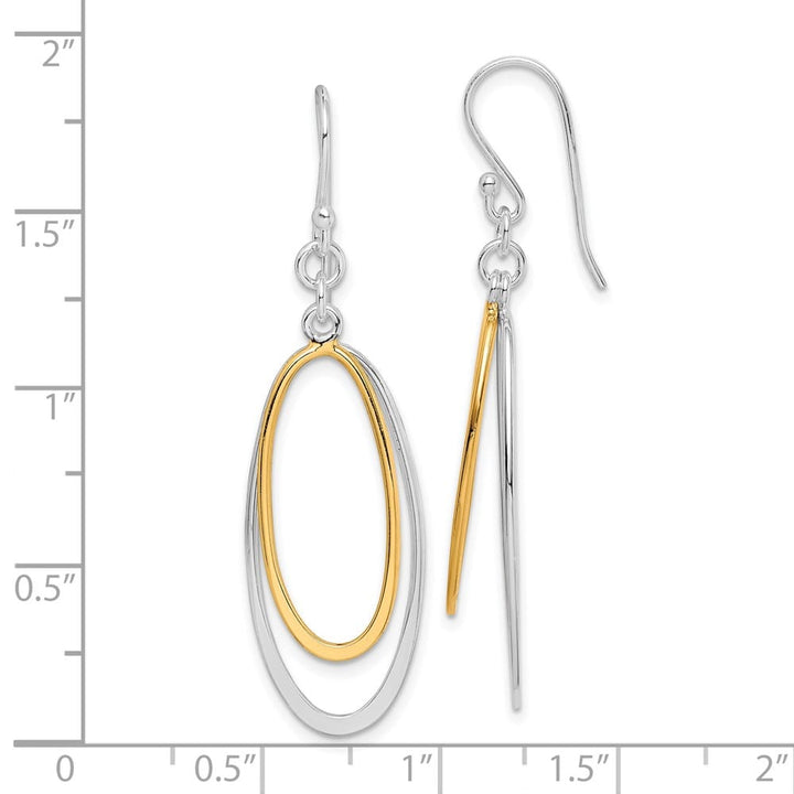 Sterling Silver tone Double Oval Dangle Earrings, view 4 of 4