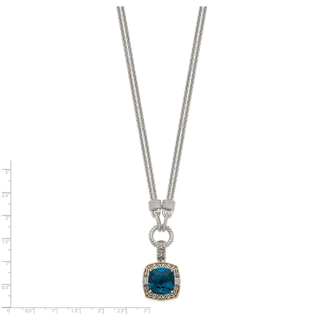 Sterling Silver Topaz and Diamond Plus Ext. 18 inch Necklace