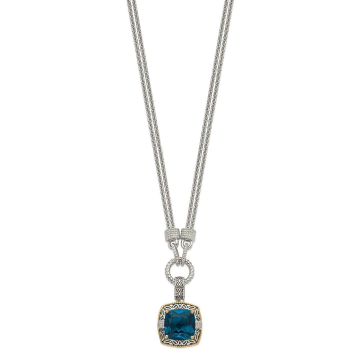 Sterling Silver Topaz and Diamond Plus Ext. 18 inch Necklace
