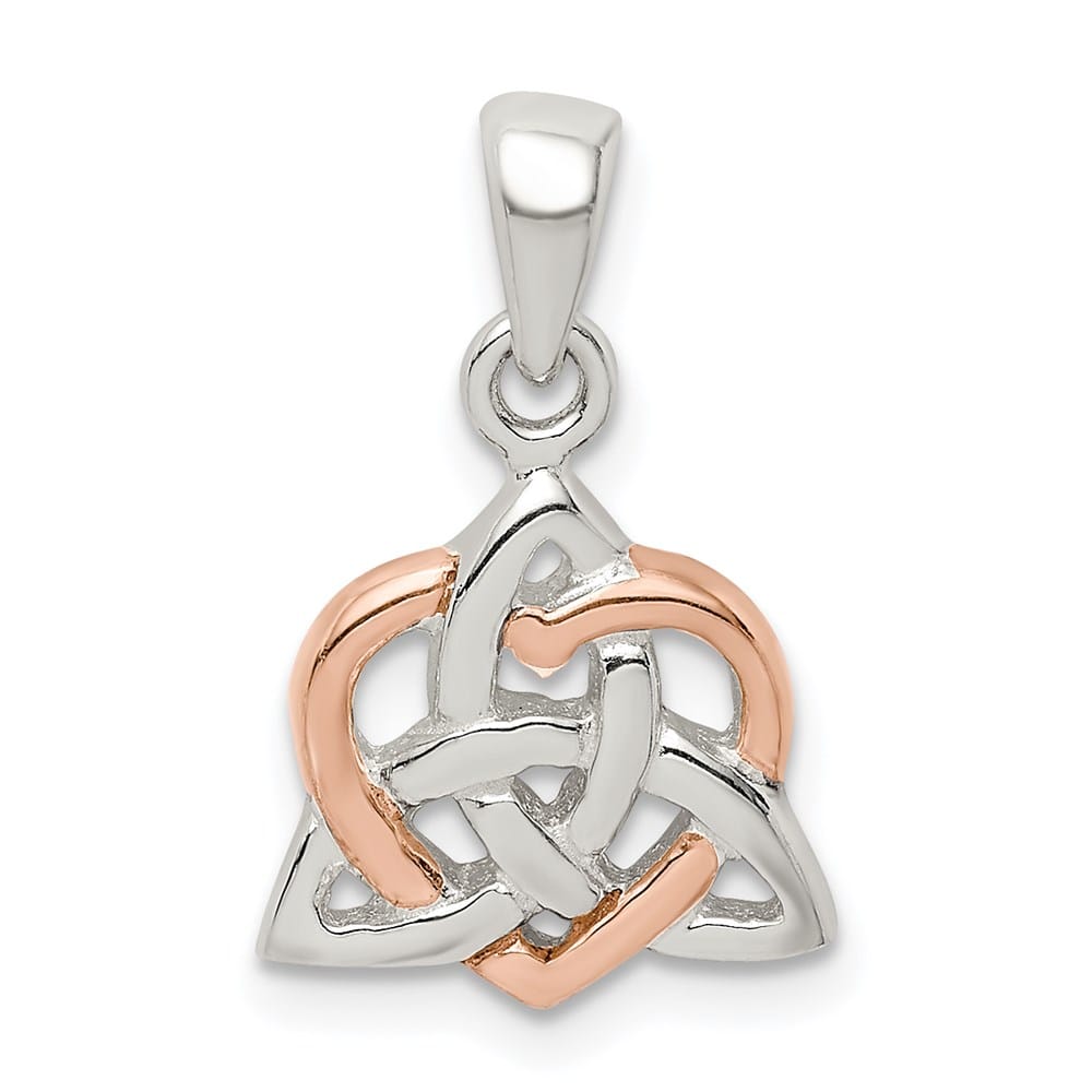Sterling Silver Trinity Knot and Rose-Tone Heart Pendant