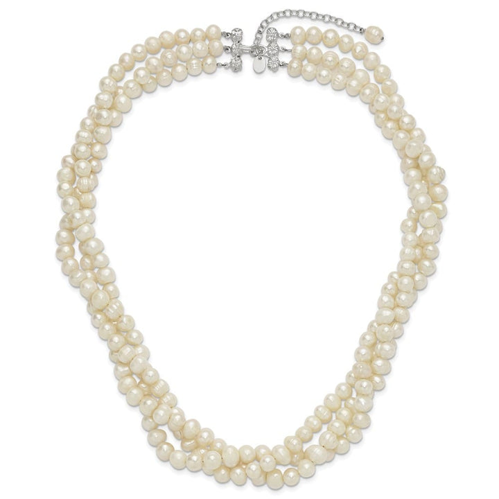 Sterling Silver Triple-Strand 6-7mm Cultured Pearl 19 inch Necklace