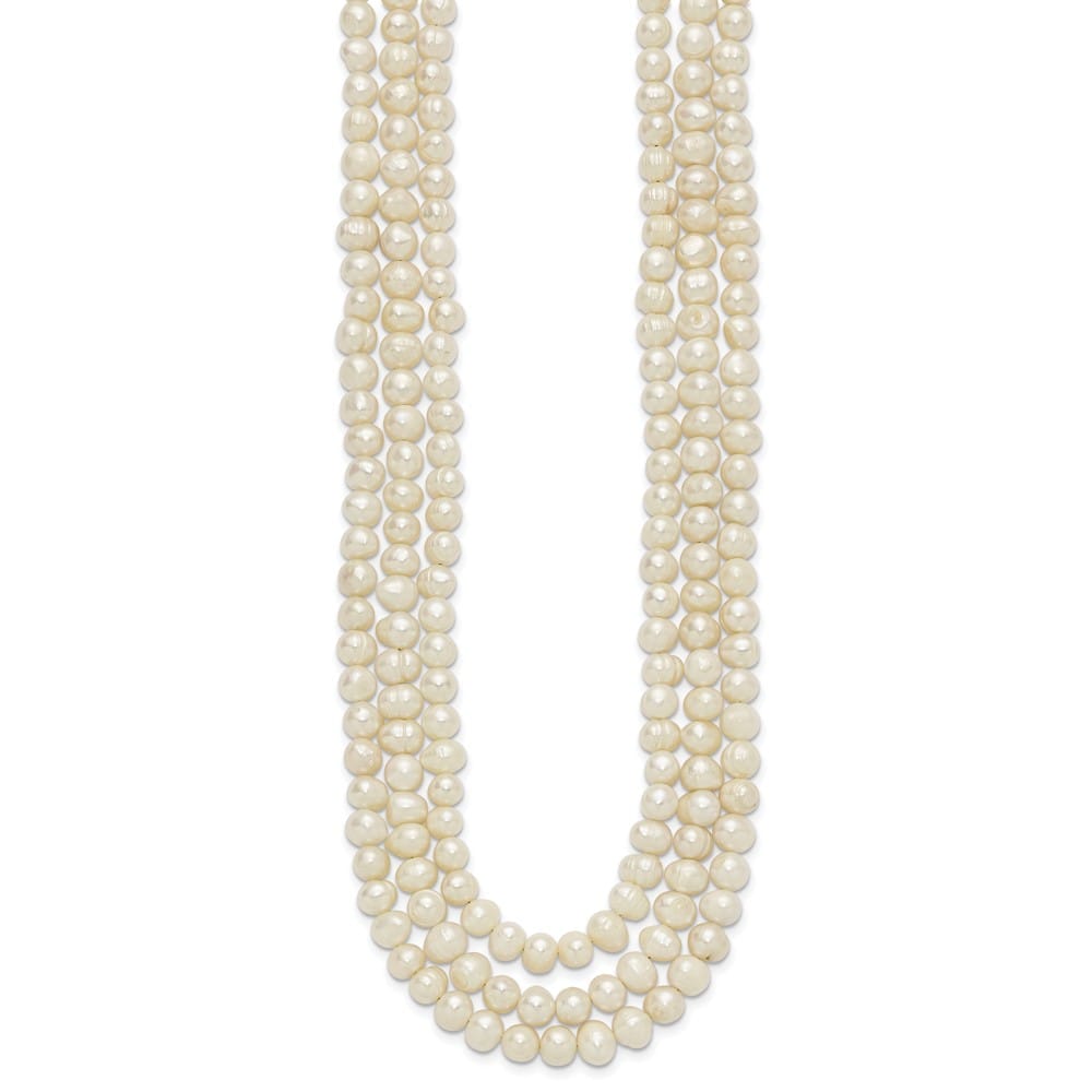Sterling Silver Triple-Strand 6-7mm Cultured Pearl 19 inch Necklace
