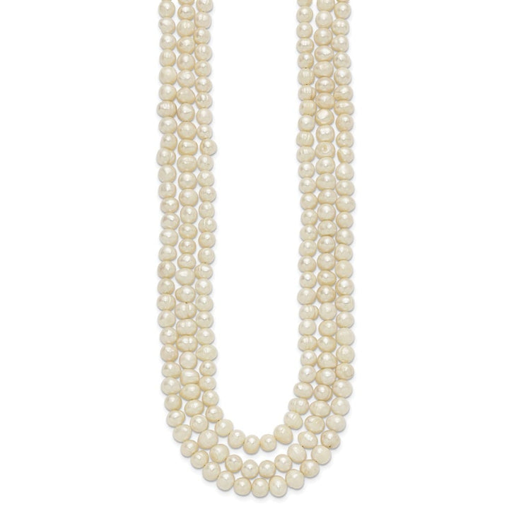 Sterling Silver Triple-Strand 6-7mm Cultured Pearl 19 inch Necklace