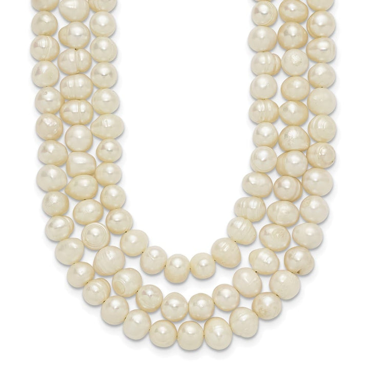 Sterling Silver Triple-Strand 6-7mm Cultured Pearl 19 inch Necklace