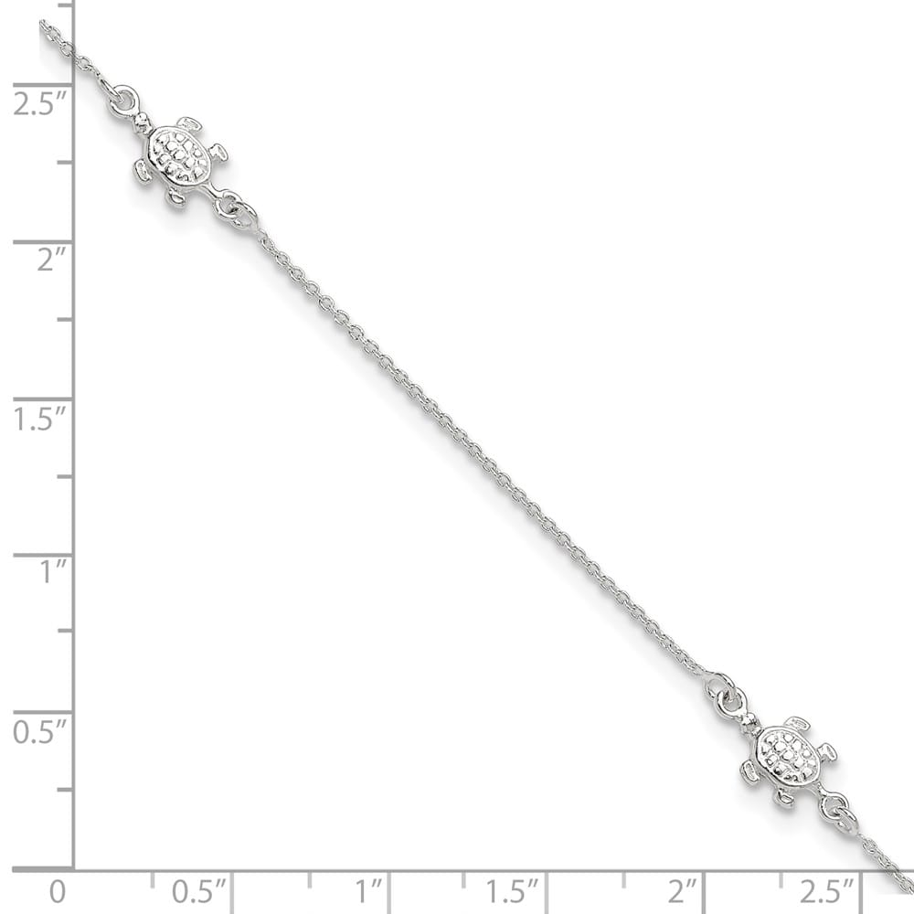 Sterling Silver Turtle 3-Station Anklet